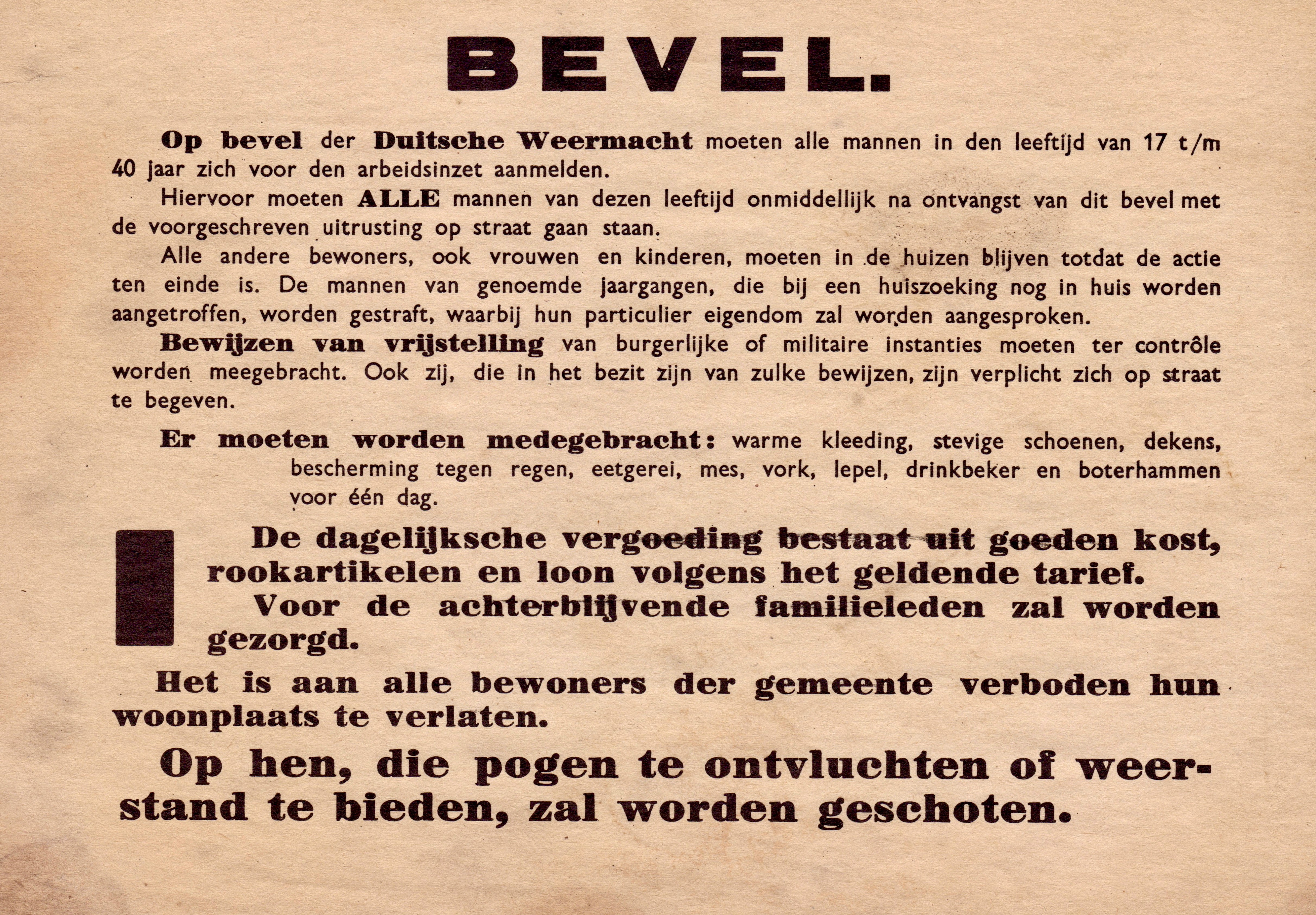 bevel tot arbeidsinzet