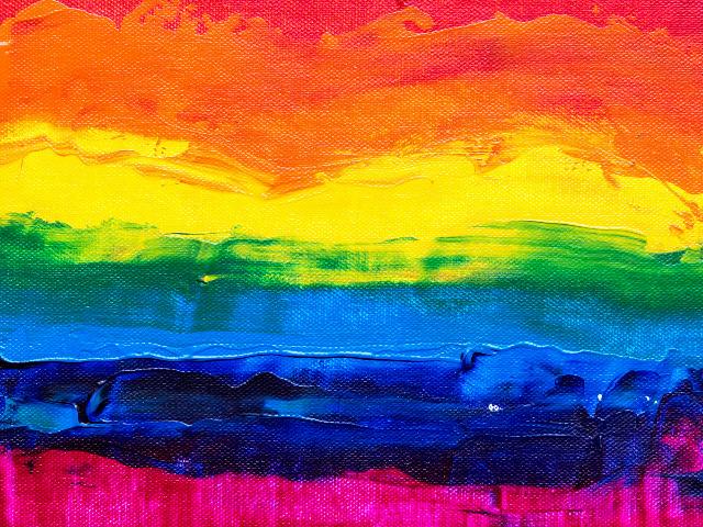 Foto Steve Johnson Regenboogvlag schilderij