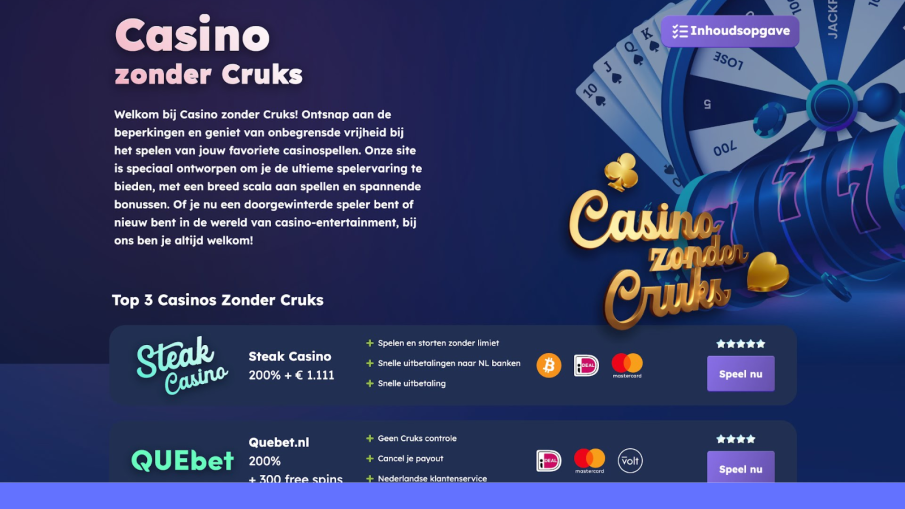 casino zonder cruks website