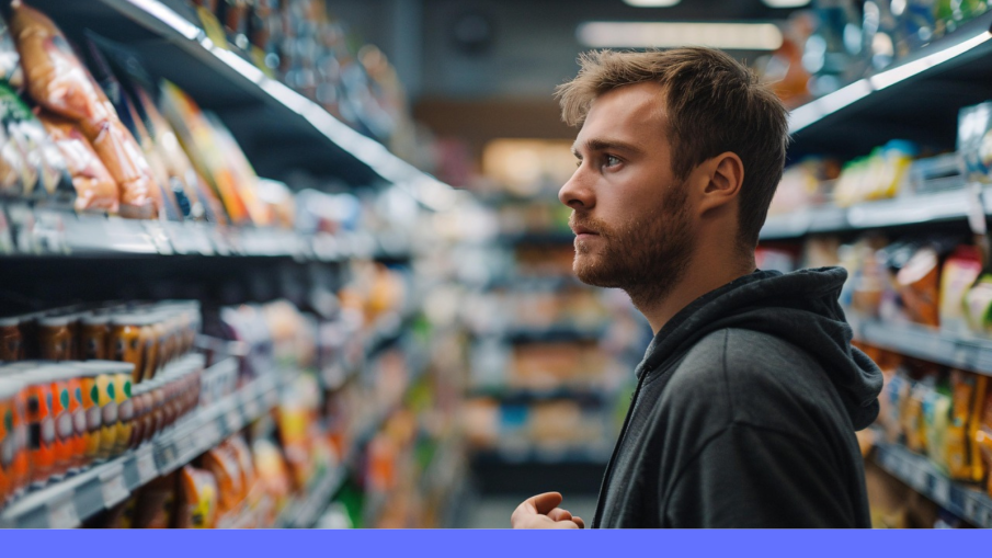 man in supermarkt